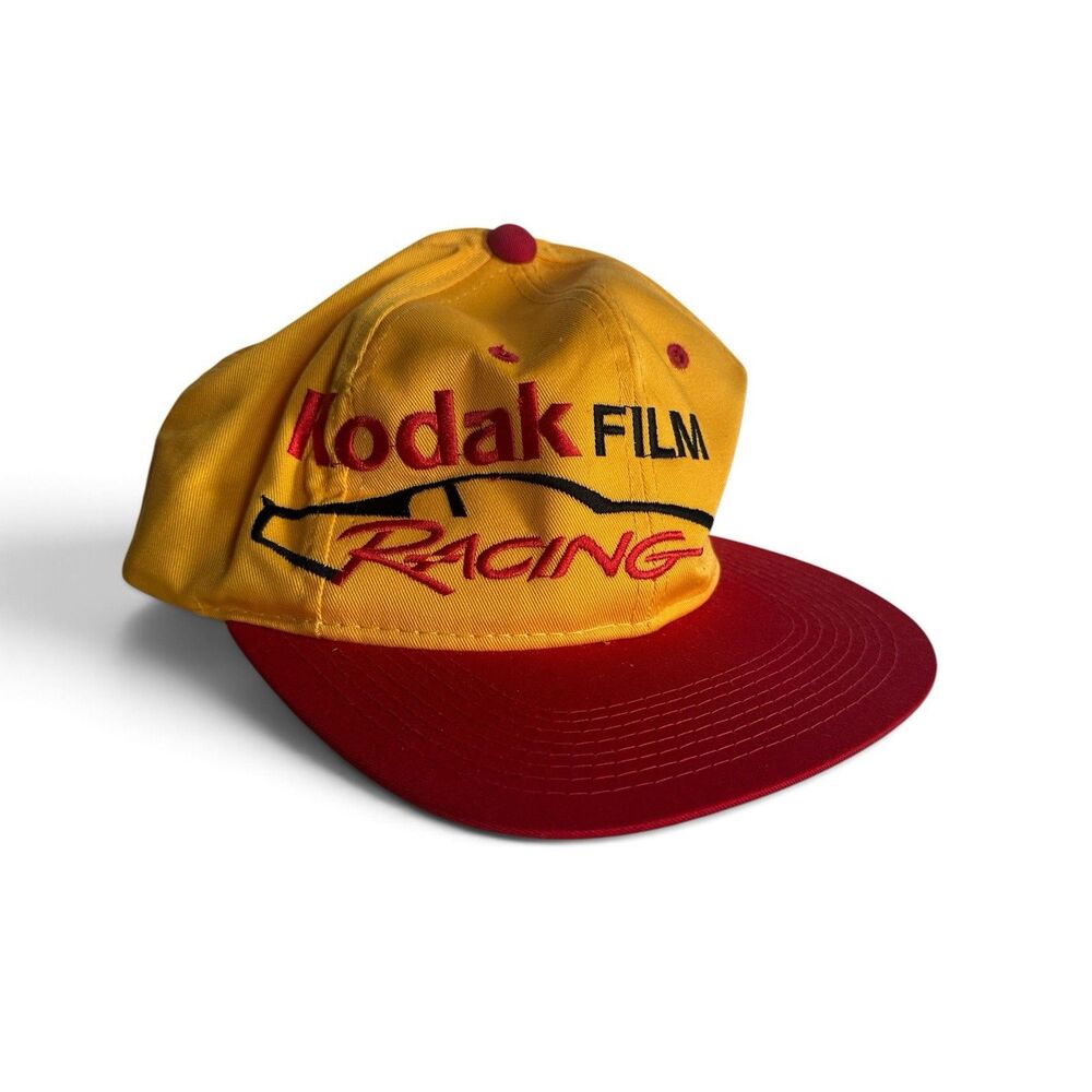 Vintage 1990s Sterling Marlin #4 Kodak Film Racing NASCAR Snapback Hat Yellow